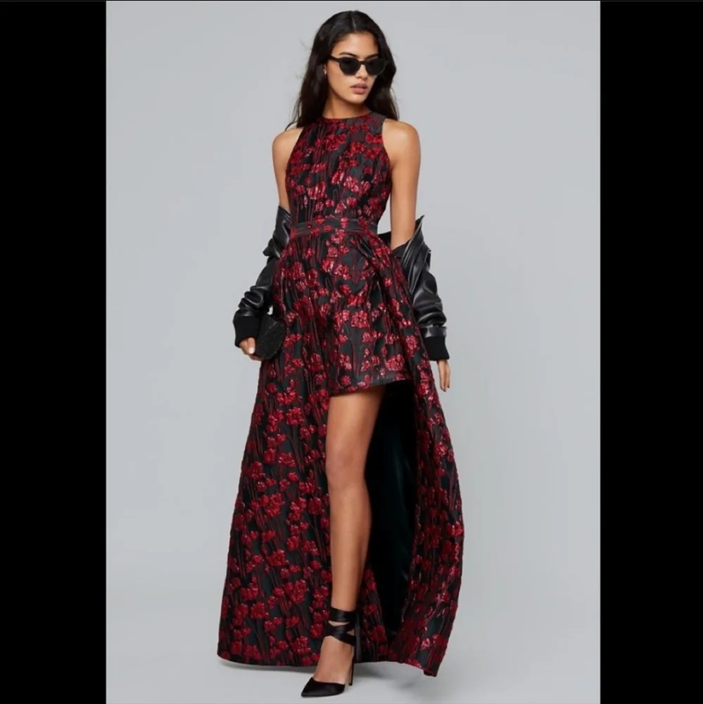 Bebe Sina Jacquard Hi-Lo Gown - Picture 1 of 5